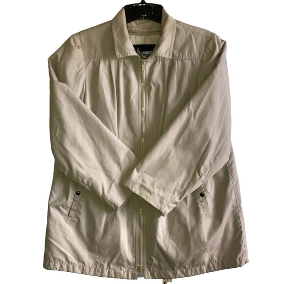 London Fog Womens Khaki All Weather Jacket Zip Out Lining Size 16 R Casual Walk - Picture 1 of 12